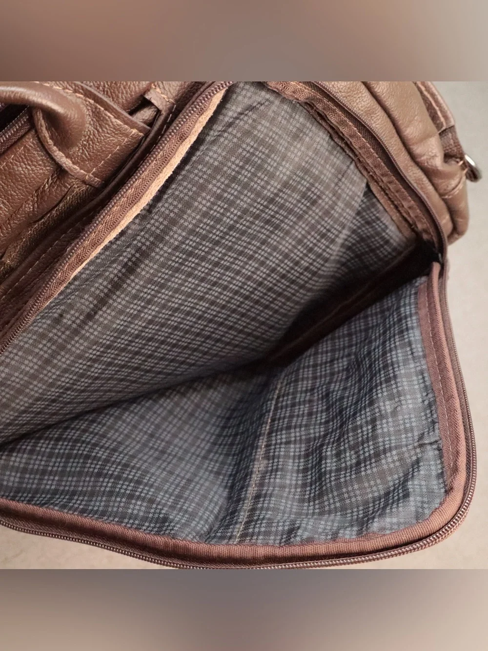 Bagaggio Brown Leather Convertible Laptop Briefcase Backpack Travel Bag⁠
